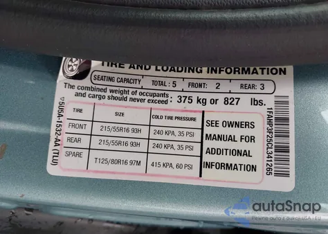 2012 Ford Focus Se z USA, uszkodzony, nr VIN 1FAHP3F25CL341265